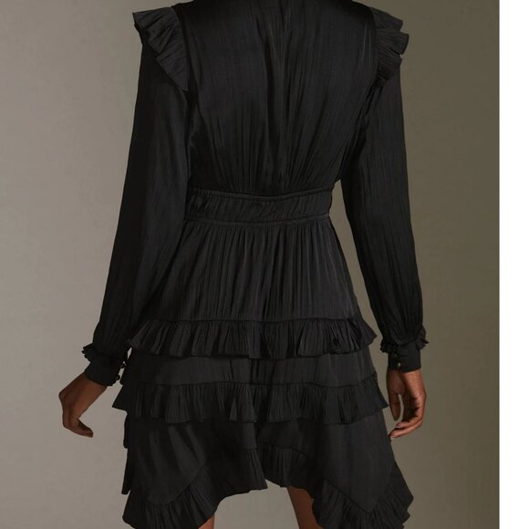 NEW ANTHROPOLOGIE satin tiered mini dress L large - Picture 3 of 4